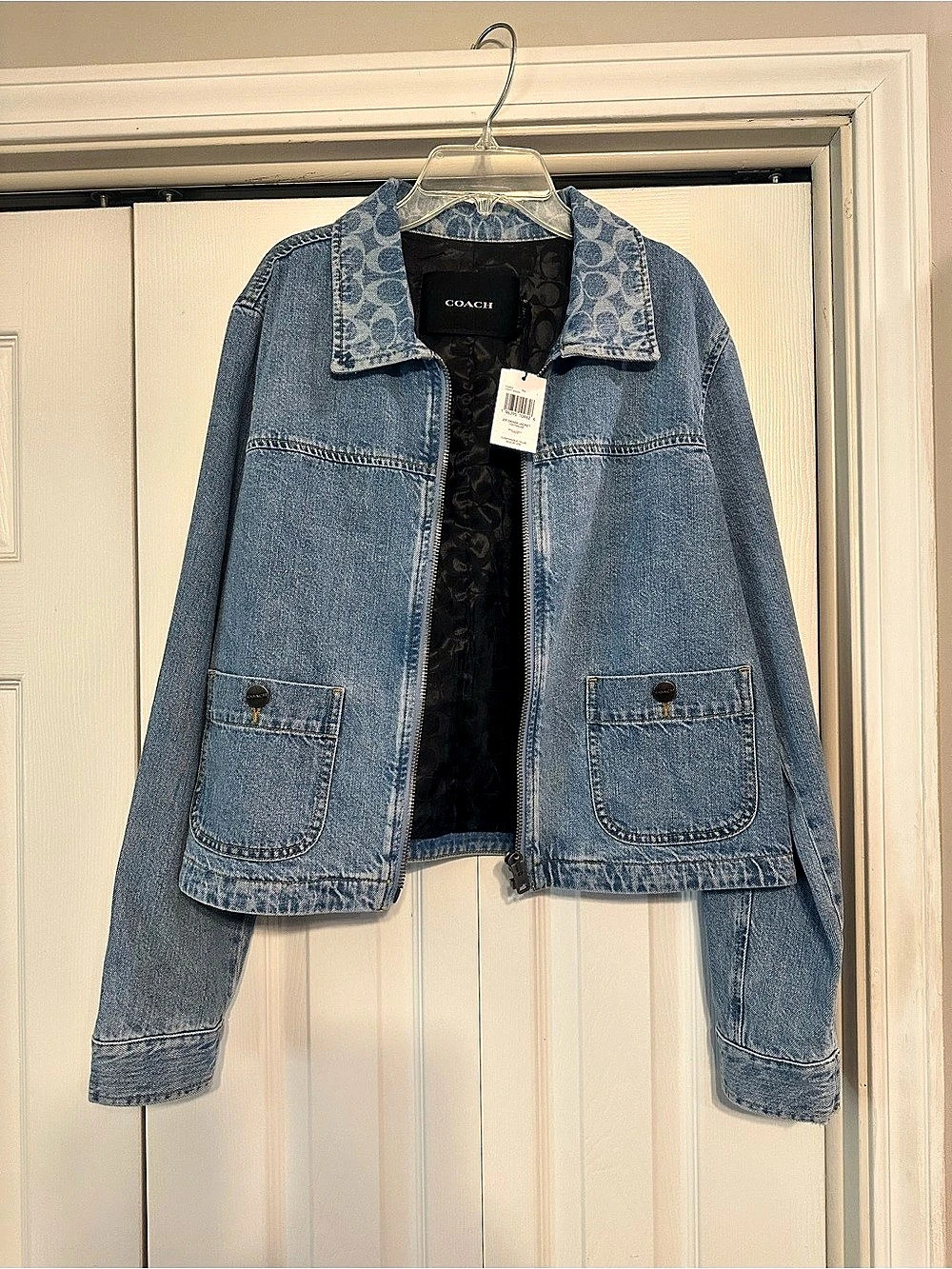 Coach Zip Denim Jacket Size Large